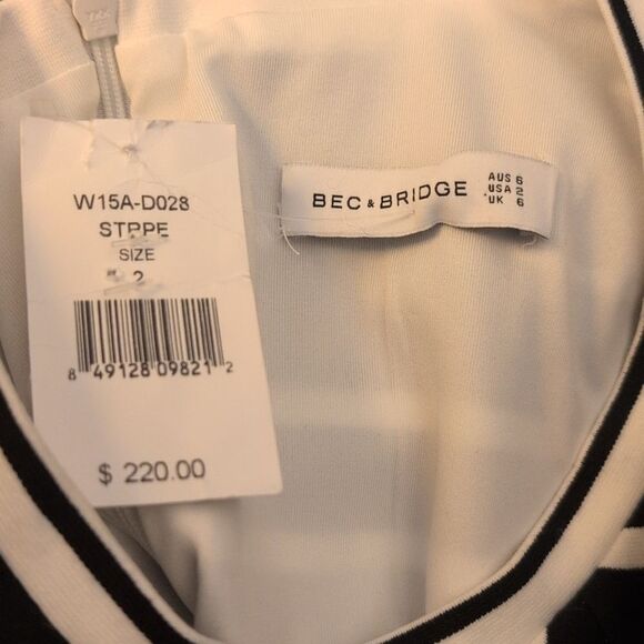 Bec & Bridge black and white striped bodycon cut out dress size 2 - Picture 2 of 7